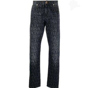 Versace Logo-Allover Straight Leg Jean's